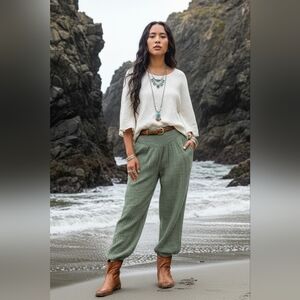 Thaluta Sage Green Wide Leg Pants